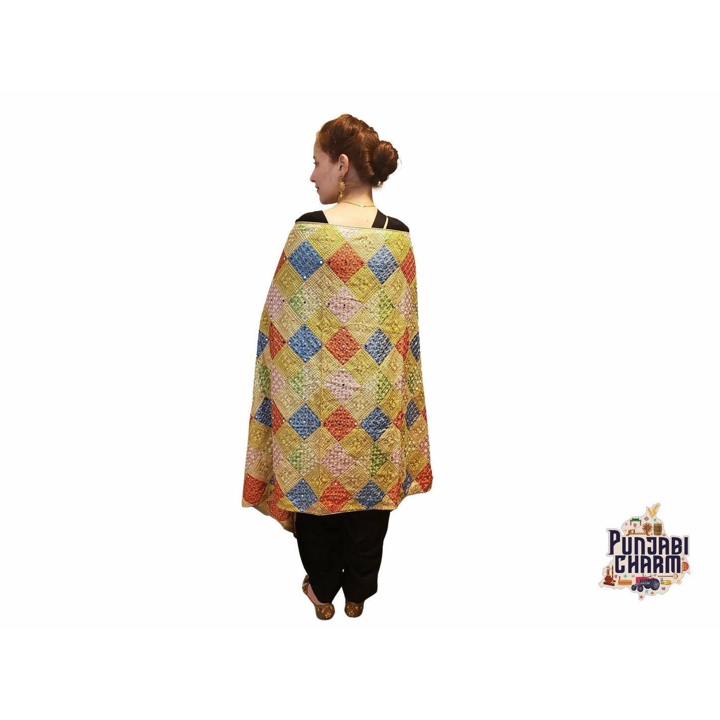 Beautiful Phulkari Dupatta with Mirror and Sequin work all over the Dupatta