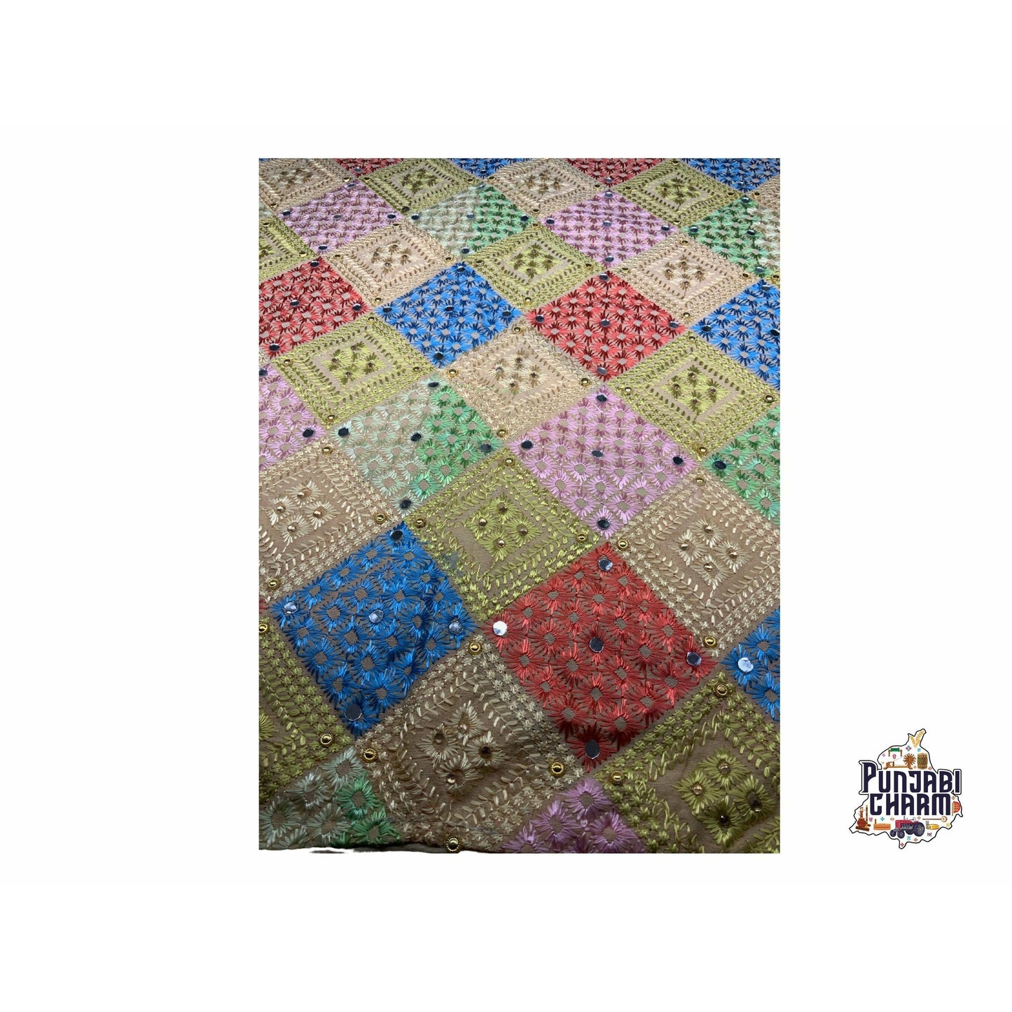 Beautiful Phulkari Dupatta with Mirror and Sequin work all over the Dupatta
