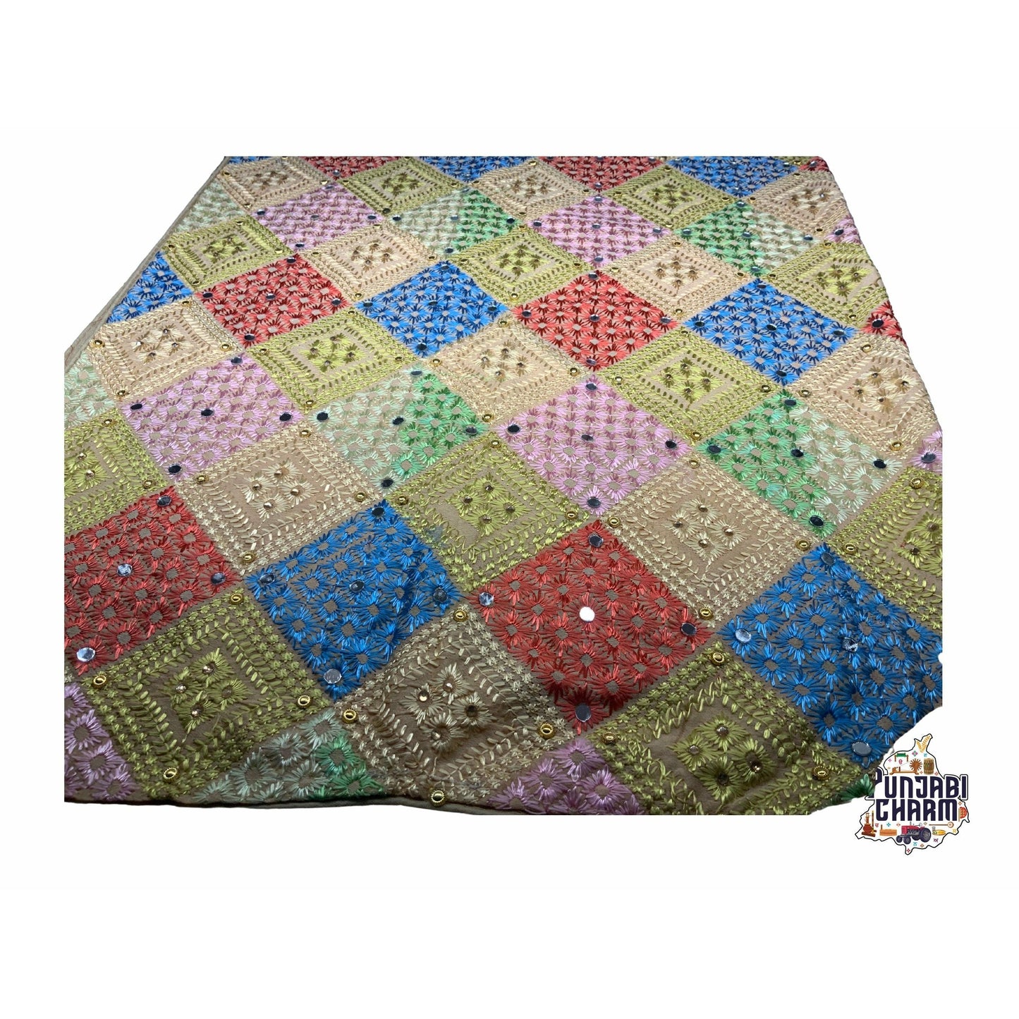Beautiful Phulkari Dupatta with Mirror and Sequin work all over the Dupatta