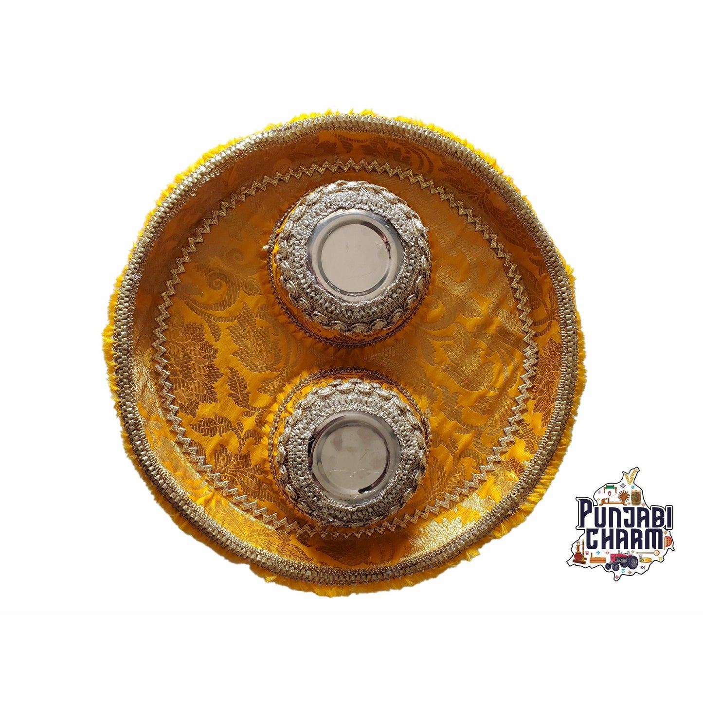 Mehndi / Haldi / Batna Shagun Designer Plates with two Katoris / Kolis