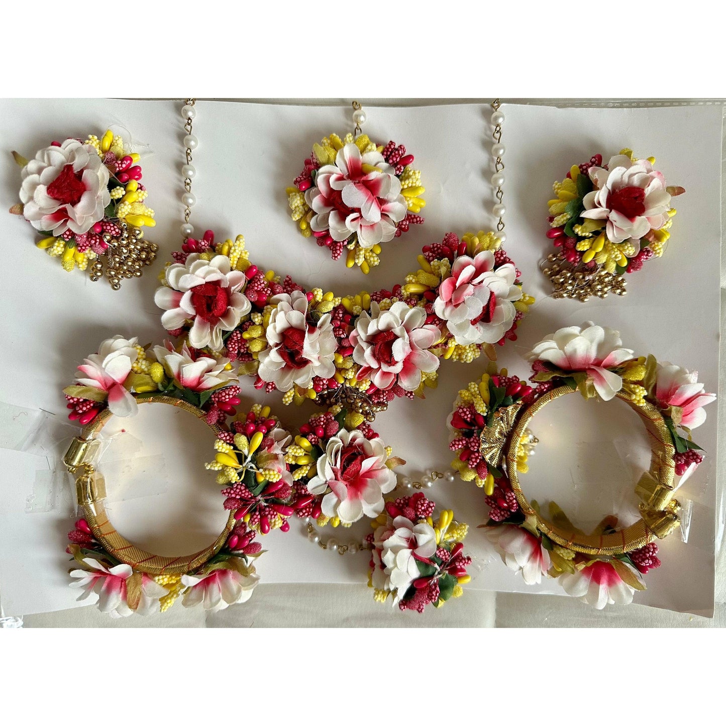 Floral jewelry set for Mehandi and Haldi ceremony