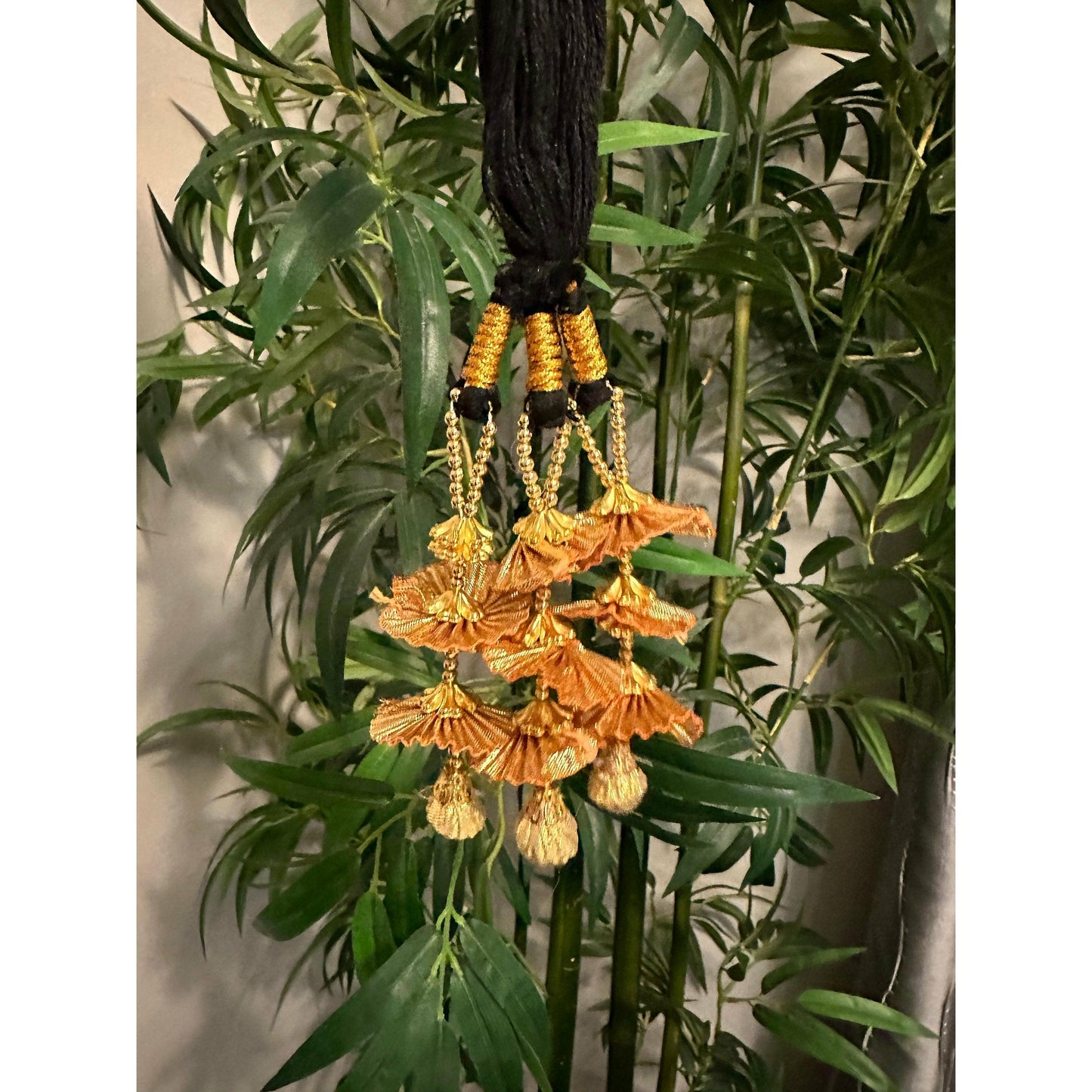 Beautiful golden parandi/paranda with Pom Pom - For Kids and Teenagers