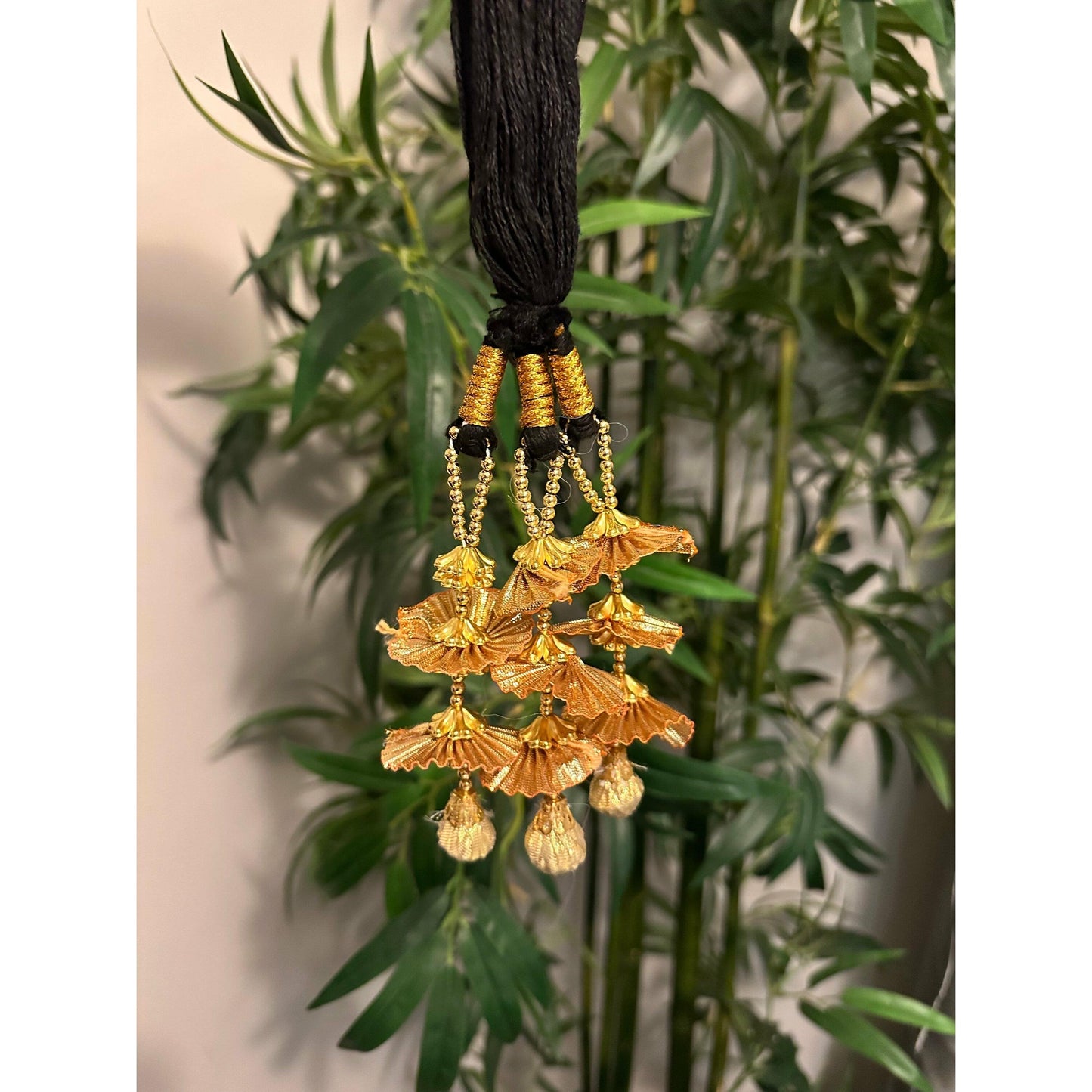 Beautiful golden parandi/paranda with Pom Pom - For Kids and Teenagers