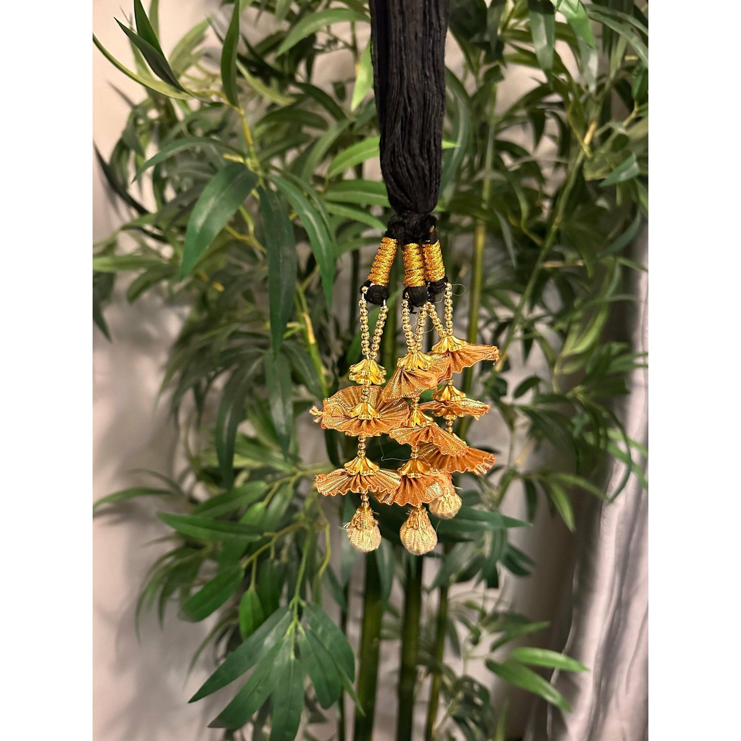 Beautiful golden parandi/paranda with Pom Pom - For Kids and Teenagers