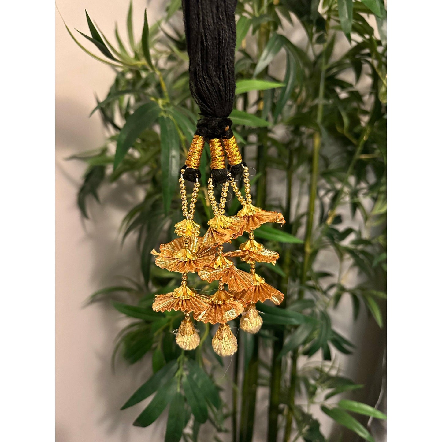 Beautiful golden parandi/paranda with Pom Pom - For Kids and Teenagers
