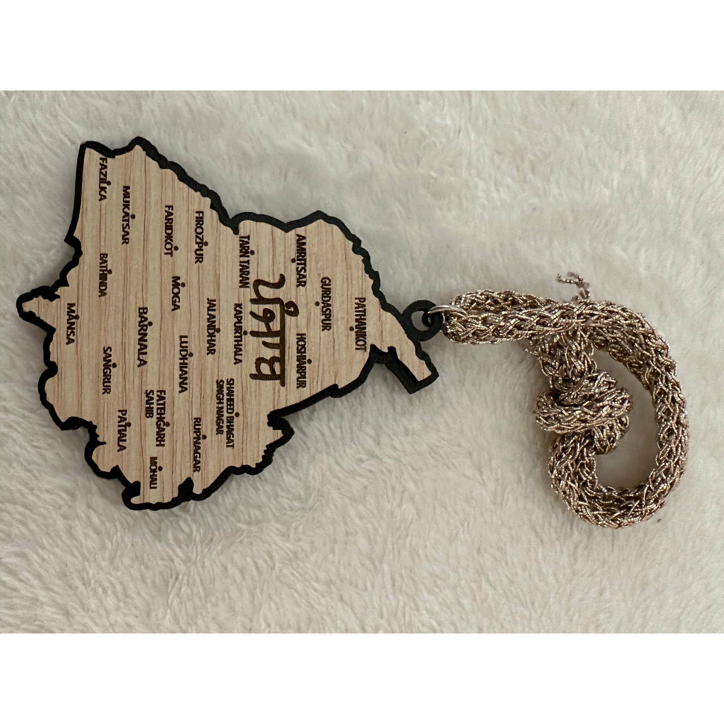 Wooden Car Hanging Punjab map