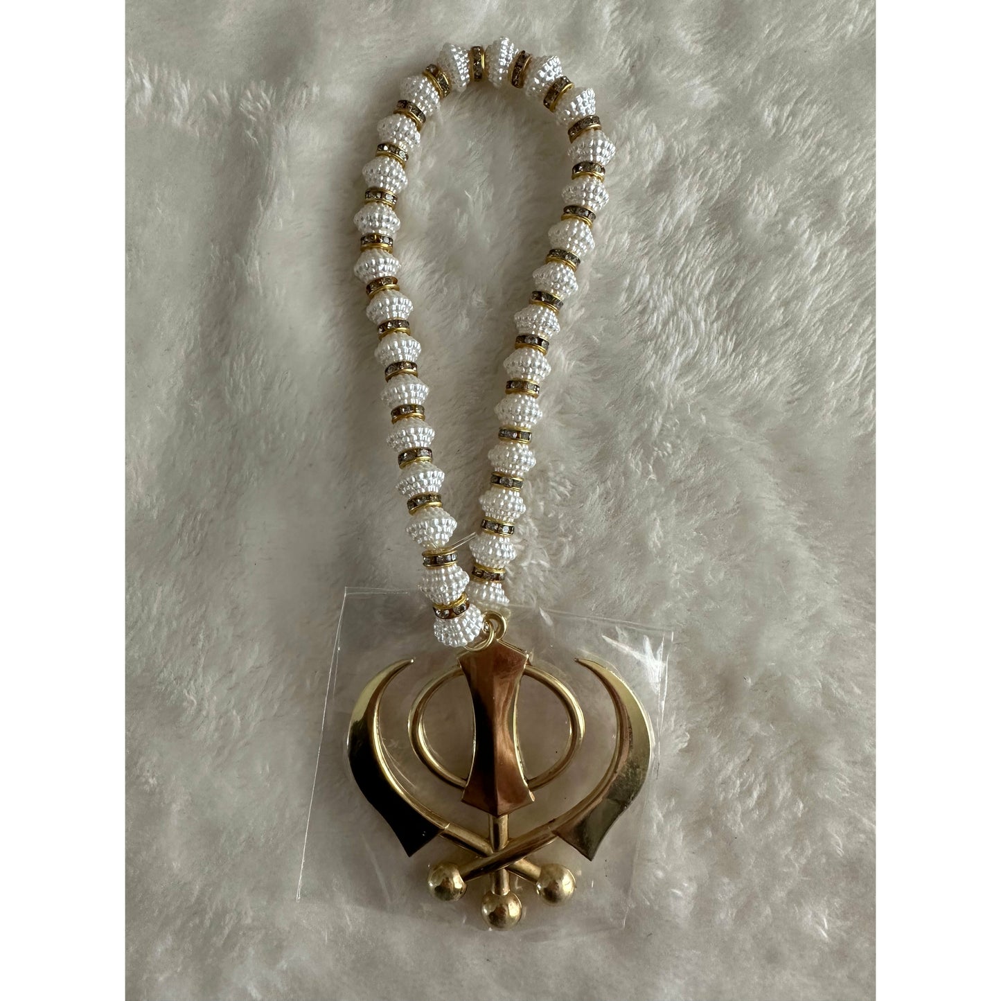 Golden Khanda Kirpan Car Hanging