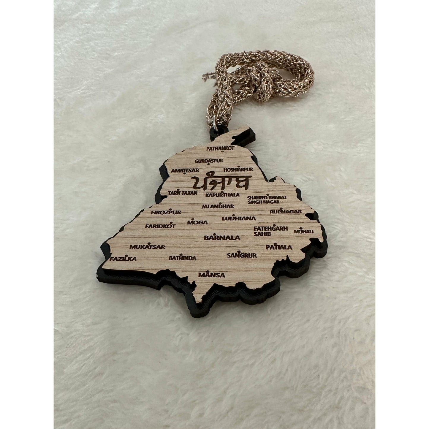 Wooden Car Hanging Punjab map