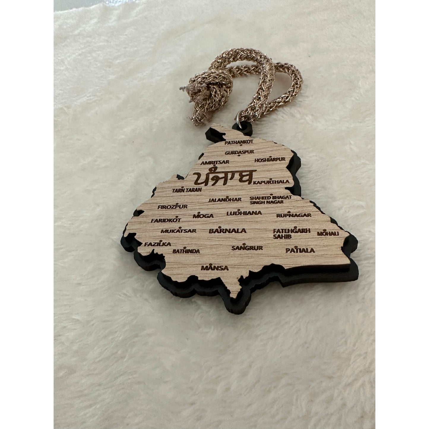 Wooden Car Hanging Punjab map