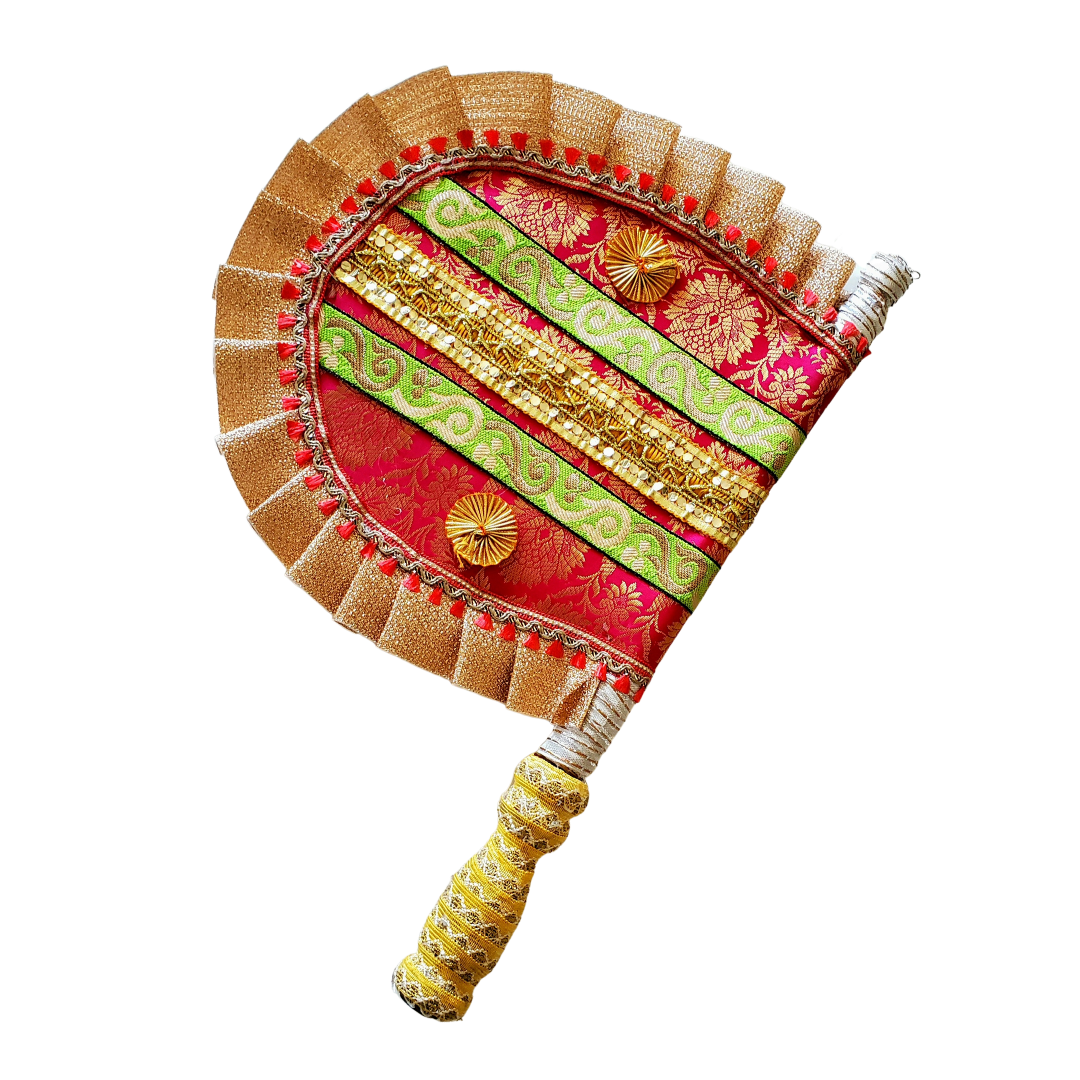 Pakhi Hand Fan With Gotta Patti Punjabicharm Collection