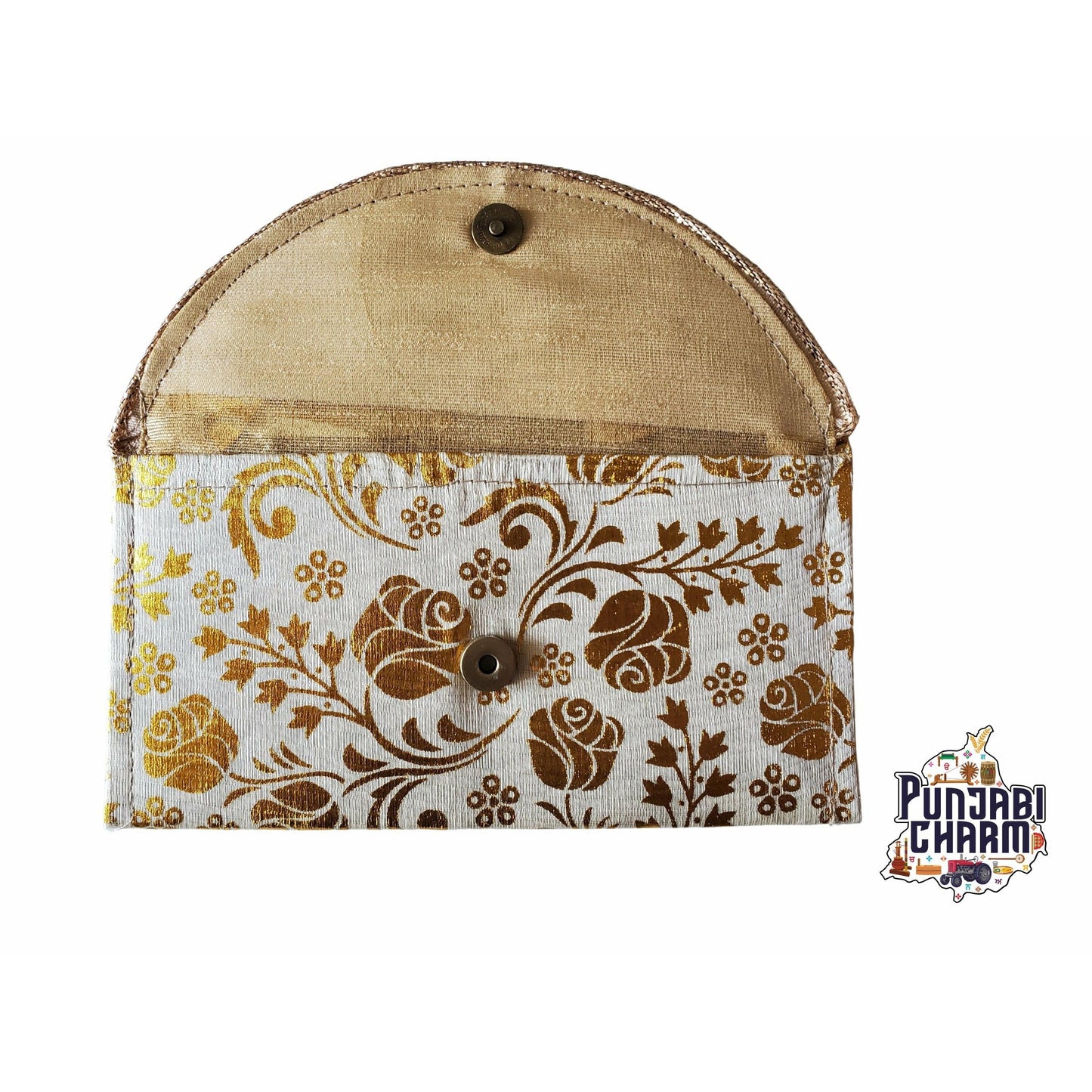 Wedding Envelope, Premium Raw Silk Fabric with Golden Floral Print | Money Envelope | Gift Envelope